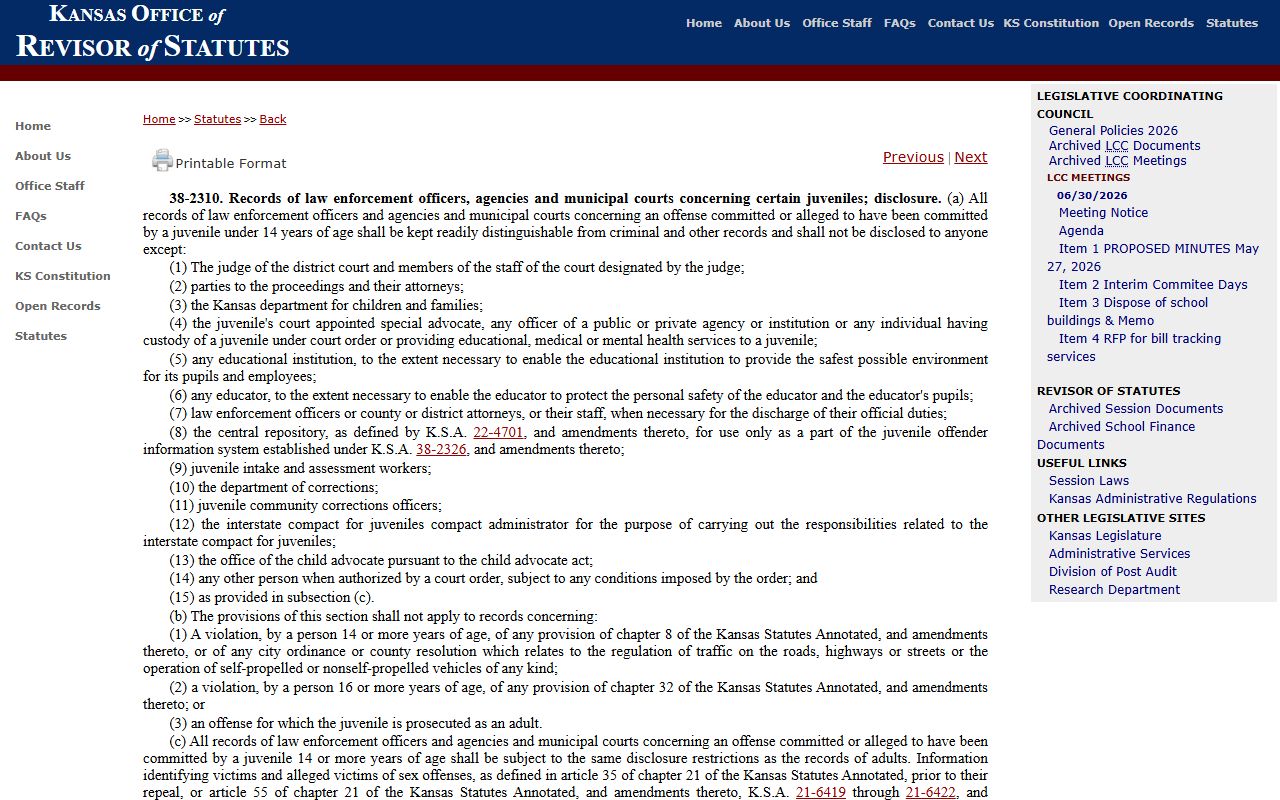 Jefferson County arrest records juvenile intake confidentiality
