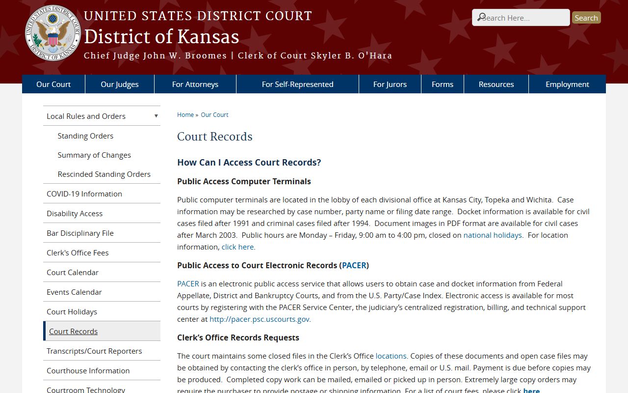 Jefferson County court dockets federal court records source