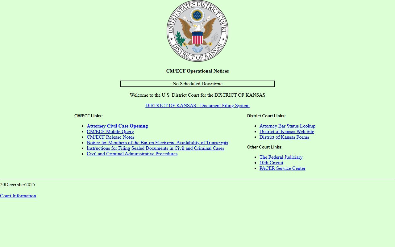Jefferson County court dockets District of Kansas CM ECF source