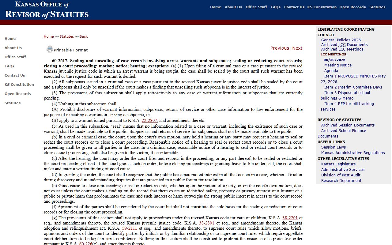Jefferson County court records Kansas sealing statute source