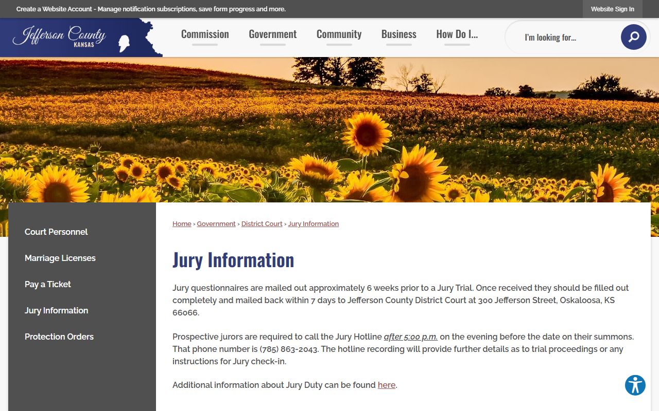 Jefferson County District Court jury information source