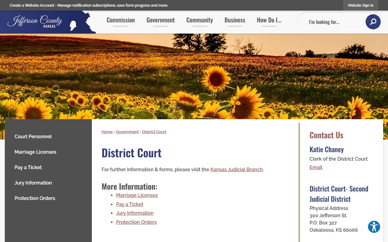 Jefferson County court records District Court contact page