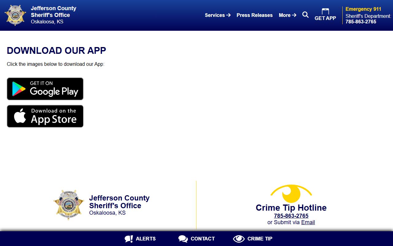 Jefferson County inmate records sheriff app page