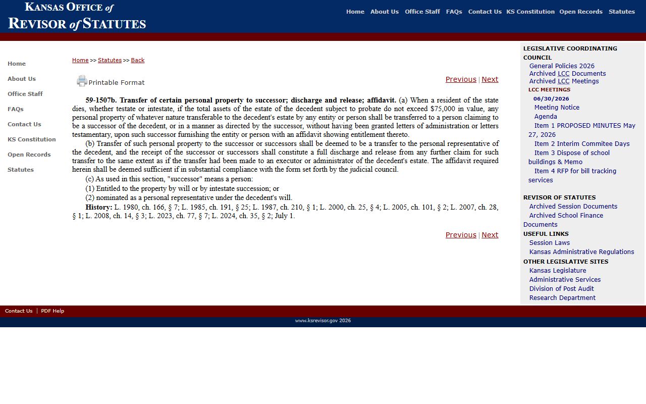 Jefferson County probate records small estate affidavit statute